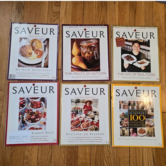 Saveur Magazine Other - Saveur Magazine Lot 6 Issues 2003-2004 10th Anniversary Saveur 100